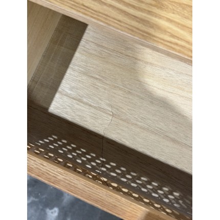 SECONDE MAIN - Console couleur naturelle 2 tiroirs bois