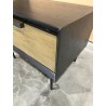SECONDE MAIN- Table de chevet noire 1 tiroir marron foncé pieds métal noir