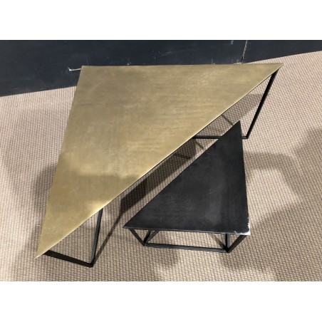 JOHAN - Set of 2 Nesting Tables in Gold and Black Aluminum