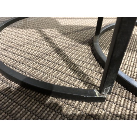 SECONDE MAIN - Set de 2 tables d'appoint rondes gigogne marron Teck recyclé Acacia