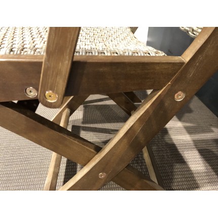 SECONDE MAIN - Ensemble de 2 fauteuils de jardin pliants en bois Acacia et rotin synthétique