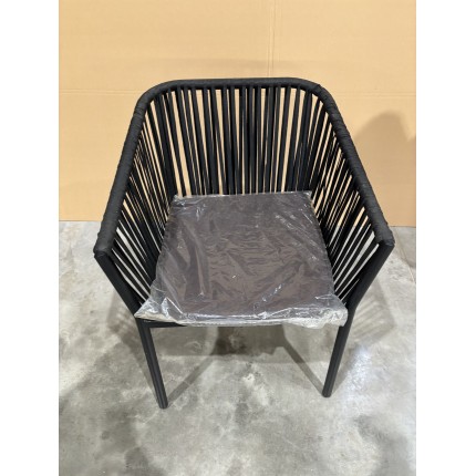 Black garden armchair with rope | SECONDE VIE