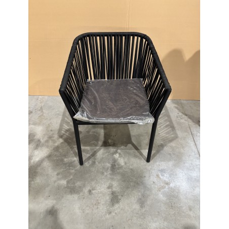 Fauteuil de jardin noir avec cordage | SECONDE VIE