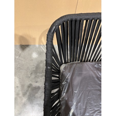 Fauteuil de jardin noir avec cordage noir | SECONDE VIE