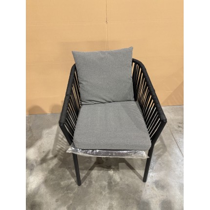 Black garden armchair with black rope | SECONDE VIE