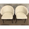 SECONDE MAIN - Lot de 2 chaises tissu écru dossier arrondi pieds acier noir