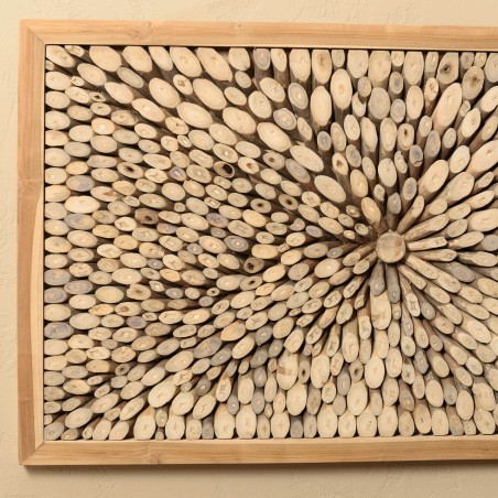 Decorative item, 120 x 70 cm, teak branches, natural frame | SECOND LIFE