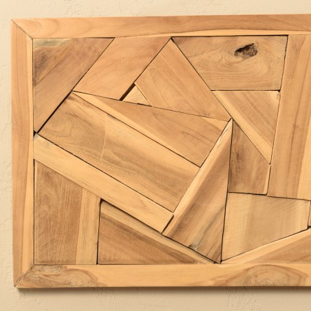 SECONDE MAIN - Décoration murale 120x50cm formes géom. en teck.
