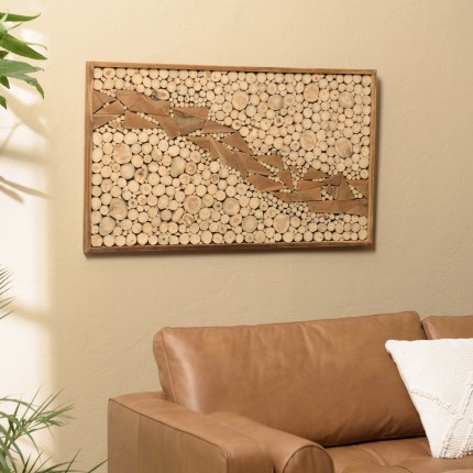 Décoration murale 120x70cm en teck, cadre naturel | SECONDE VIE