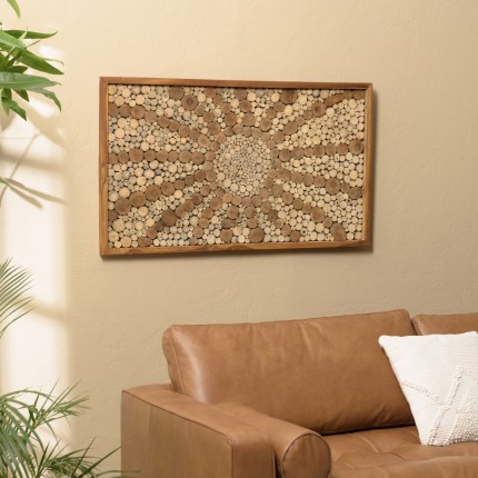 Teak mosaic wall decoration, 120x70 cm | Second-hand