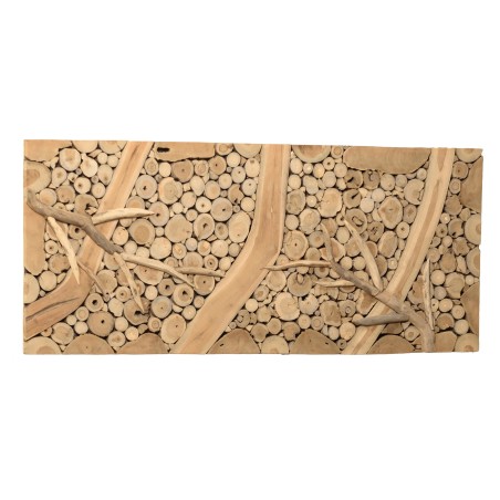 Décoration murale rectangulaire 120x50cm mosaïques en teck | Seconde vie
