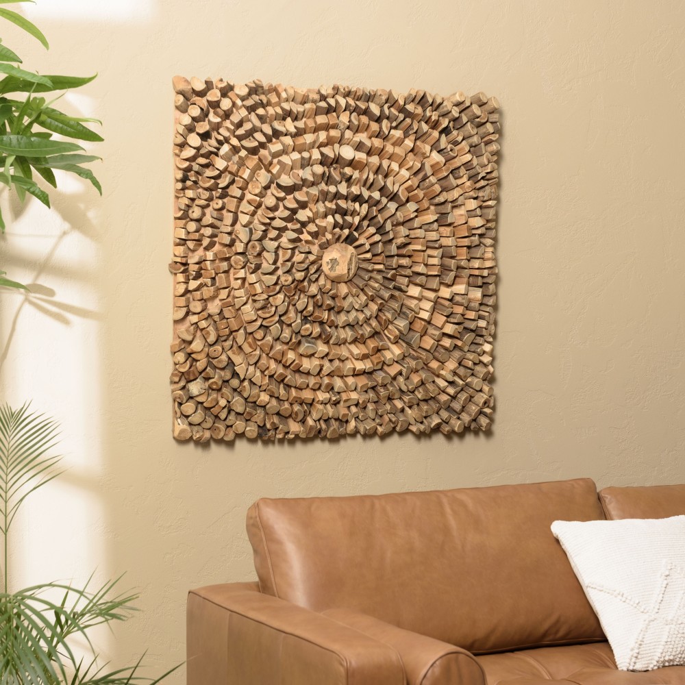 SECOND-HAND - Square wall decoration 100x100cm teak branches - model 2 SECOND-HAND - Square wall decoration 100x100cm teak branches - model 2