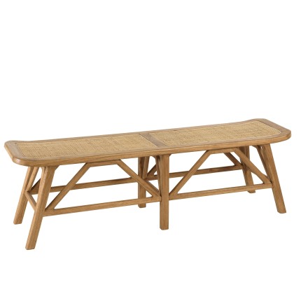 2-seater bench in wood and rattan | Amy Collection