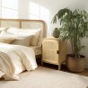 Rounded bedside table in mindi wood and rattan | Amy Collection Rounded bedside table in mindi wood and rattan | Amy Collection