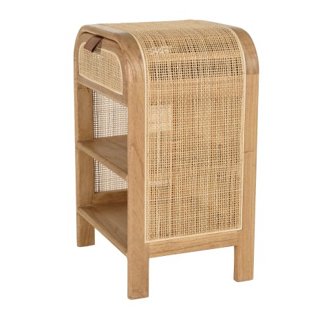 Chevet arrondi en bois et rotin avec 1 porte | Collection Amy