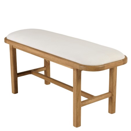 Banc avec coussin blanc en bois et rotin | Collection Amy