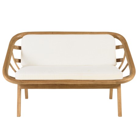 Canapé 2 places coussins blanc en bois et rotin | Collection Amy