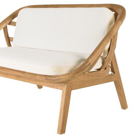 Canapé 2 places coussins blanc en bois et rotin | Collection Amy