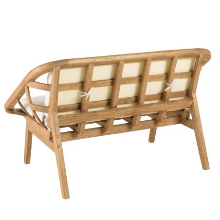 Canapé 2 places coussins blanc en bois et rotin | Collection Amy