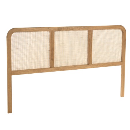 AMY - Headboard in mindi wood and natural rattan for 140/160 cm beds