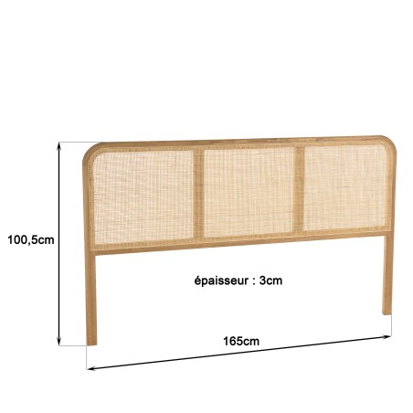 AMY - Headboard in mindi wood and natural rattan for 140/160 cm beds