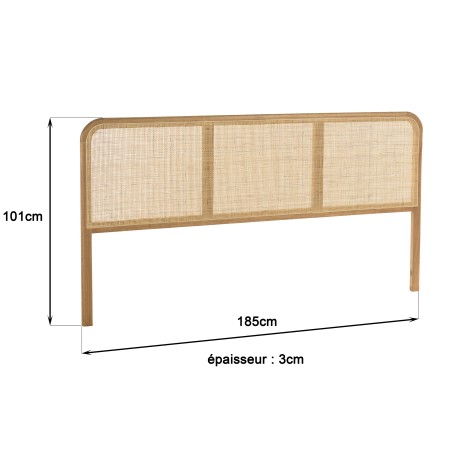 Headboard for 160/180 cm beds in wood and rattan | Amy