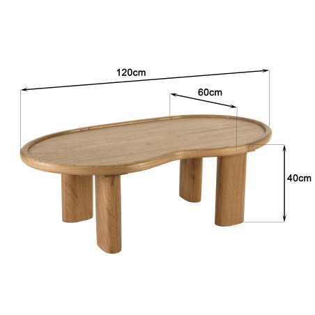 Table basse forme organique en bois de mindi 120cm | Collection Amy
