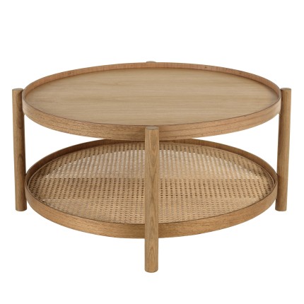 80.5cm wooden coffee table with rattan shelf | Amy Collection