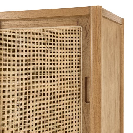 Buffet 2 étagères 3 portes en mindi et rotin naturel | Collection Amy