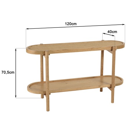 Console avec tablette en rotin naturel | AMY