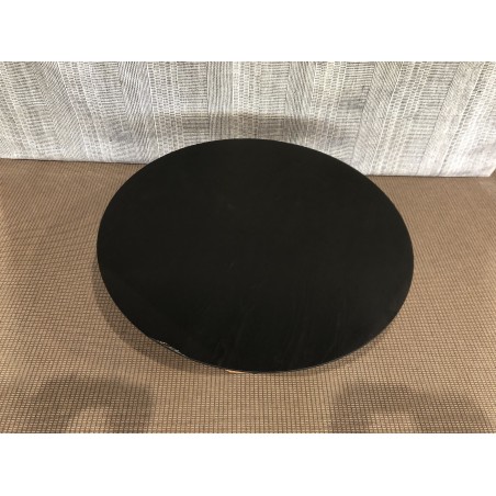 SECOND-HAND - Round coffee table 90x90cm recycled pine wood black top natural base