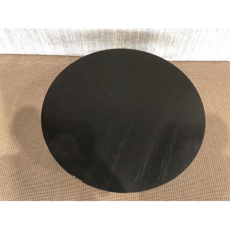 SECOND-HAND - Round coffee table 90x90cm recycled pine wood black top natural base
