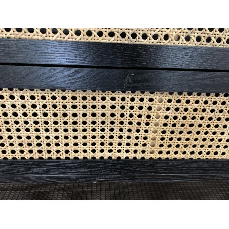 SECONDE MAIN - Commode noire 3 tiroirs cannage