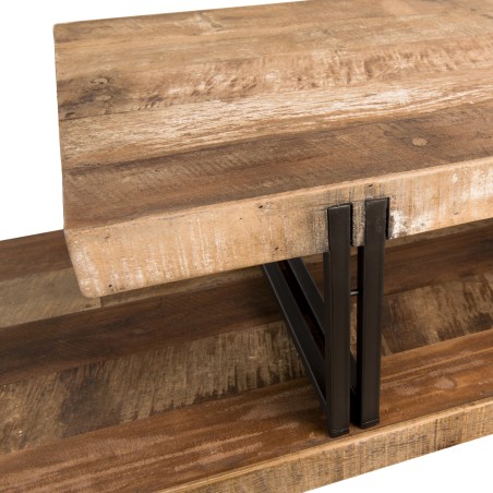 Meuble TV SIXTINE marron 2 niveaux Teck Acacia Mahogany recyclé