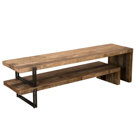 SIXTINE Brown TV Stand 2 Levels - Recycled Teak, Acacia, Mahogany