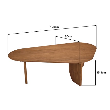 Organic-shaped coffee table in recycled teak | Sixtine Collection