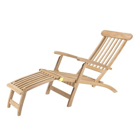 chaise longue de jardin en bois teck brut - Macabane | Seconde main