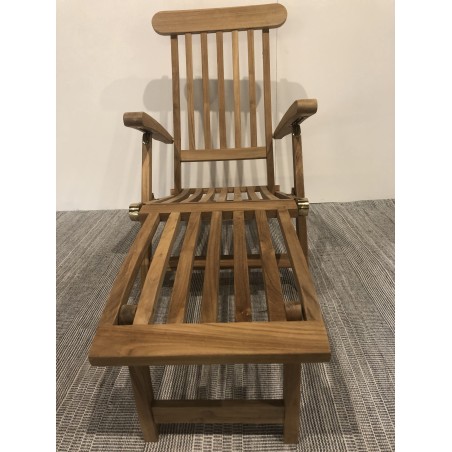 raw teak wood garden lounger - Macabane | Second-hand