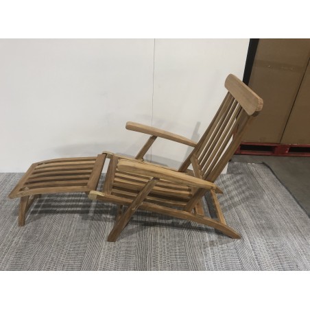 raw teak wood garden lounger - Macabane | Second-hand