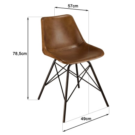 Brown leather chairs with steel legs | Second-hand