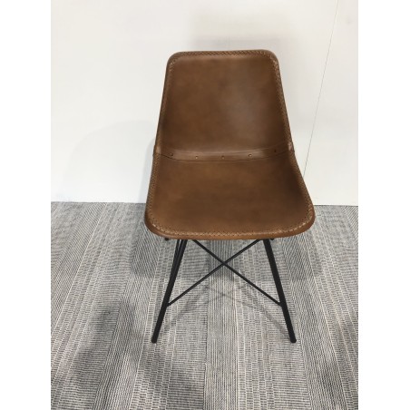 Brown leather chairs with steel legs | Second-hand