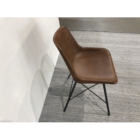 Brown leather chairs with steel legs | Second-hand