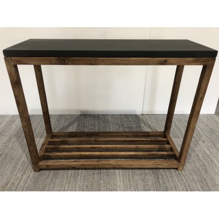 HECTOR Rectangular Console Table GM - Dark Concrete Effect and Acacia