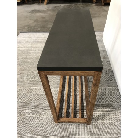 HECTOR Rectangular Console Table GM - Dark Concrete Effect and Acacia