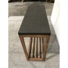 SECONDE MAIN - Console rect. double plateau effet béton foncé et bois acacia SECONDE MAIN - Console rect. double plateau effet béton foncé et bois acacia
