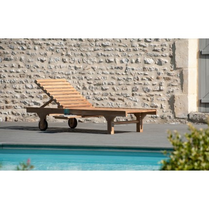 Premium Teak Sun Lounger with Wheels - Rot-Resistant Garden Furniture