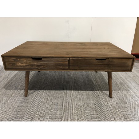SECONDE MAIN - Table basse marron scandi rectangulaire 4 tiroirs bois