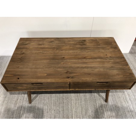 ANDY - Brown Rectangular Scandi Coffee Table with 4 Drawers | Pine Wood