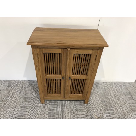 API Brown Cabinet with 2 Louvered Doors in Teak Wood