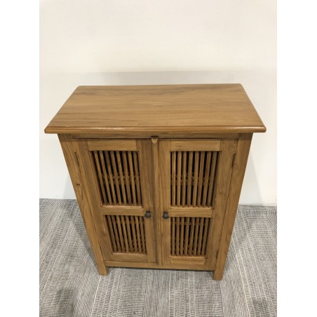 API Brown Cabinet with 2 Louvered Doors in Teak Wood